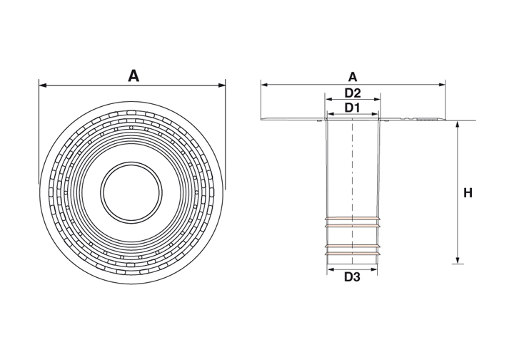 Roof drain “GENIUS” made of TPE with a 400 mm spigot - diameter 75 mm