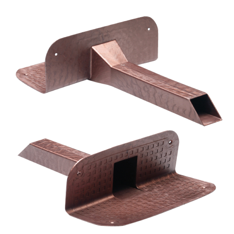 TPE angular drain for balconies with section 57 mm X 78 mm - copper